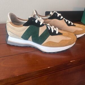 New Balance Tan and Green Retro Sneakers
